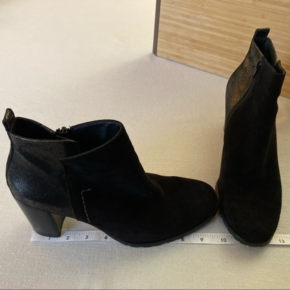 Paul Green Black Silver Suede Ankle Boots UK7.5 EU41 US 10 Heel Booties Austria - Picture 15 of 16